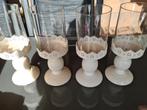 4x windlicht kandelaar wit metaal met glas, Huis en Inrichting, Woonaccessoires | Kandelaars en Kaarsen, Ophalen, Wit, Metaal