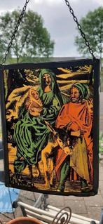 Glas in frame van lood. Jozef met Maria en Jezus op de ezel., Ophalen of Verzenden