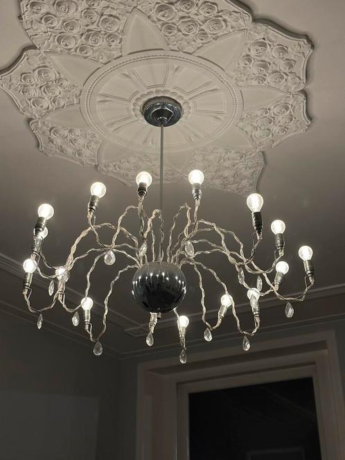 Moderne Kroonluchter 2 maal, Huis en Inrichting, Lampen | Kroonluchters, Gebruikt, Metaal, Ophalen