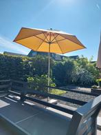 Gele parasol Hartman 250 doorsnee met voet, Tuin en Terras, Parasols, Ophalen, Gebruikt