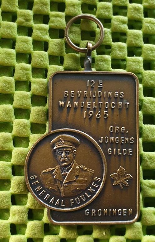 Medaille : Bevrijdings w.. Generaal  Foulkes 1965 Groningen, Postzegels en Munten, Penningen en Medailles, Overige materialen