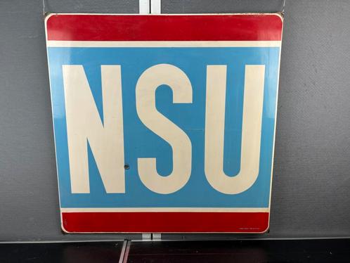 Oud origineel NSU reclamebord 82 x 82 cm Koekelberg Belgie, Antiek en Kunst, Antiek | Emaille, Ophalen
