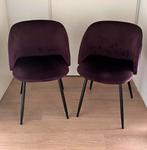 ~ GERESERVEERD ~ 2 aubergine kleurige velours stoelen, Huis en Inrichting, Stoelen, Ophalen, Gebruikt, Twee