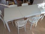 Uitschuifbare witte eettafel met 6 stoelen, Ophalen, Rechthoekig, 50 tot 100 cm