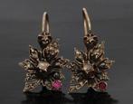 Diamanten robijn antiek fraai set gouden oorbellen dames, Verzenden, Goud, Oorbellen, Met edelsteen