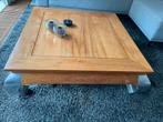 Unieke zware opium salontafel met massieve poten, Ophalen, Modern , strak design, Vierkant, Zo goed als nieuw
