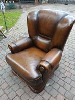 Vintage engelse lederen fauteuil I.z.g.s., Ophalen, 75 tot 100 cm, 50 tot 75 cm