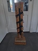 Uniek houten wijnrek voor 4 flessen, Ophalen, Hout, 75 cm of meer