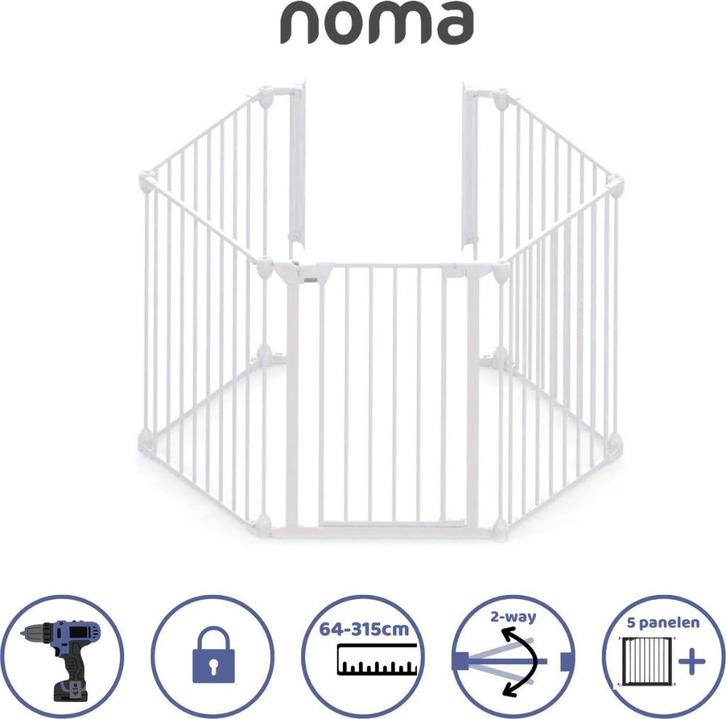 Children & Pet Safety Fence with Gate (Noma) - 3 sets, Kinderen en Baby's, Traphekjes, Gebruikt, Overige typen, Metaal of IJzer