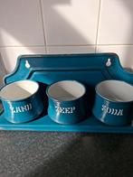 Blauw Emaille Zand Zeep Soda Set, Antiek en Kunst, Antiek | Emaille, Ophalen of Verzenden