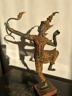 Thaise, bronzen, groen gepatineerde en vergulde teppanom., Ophalen of Verzenden