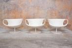 ZGAN! 3 witte leren Moroso Smock design draaifauteuils, Moroso, Design, 75 tot 100 cm, Ophalen of Verzenden