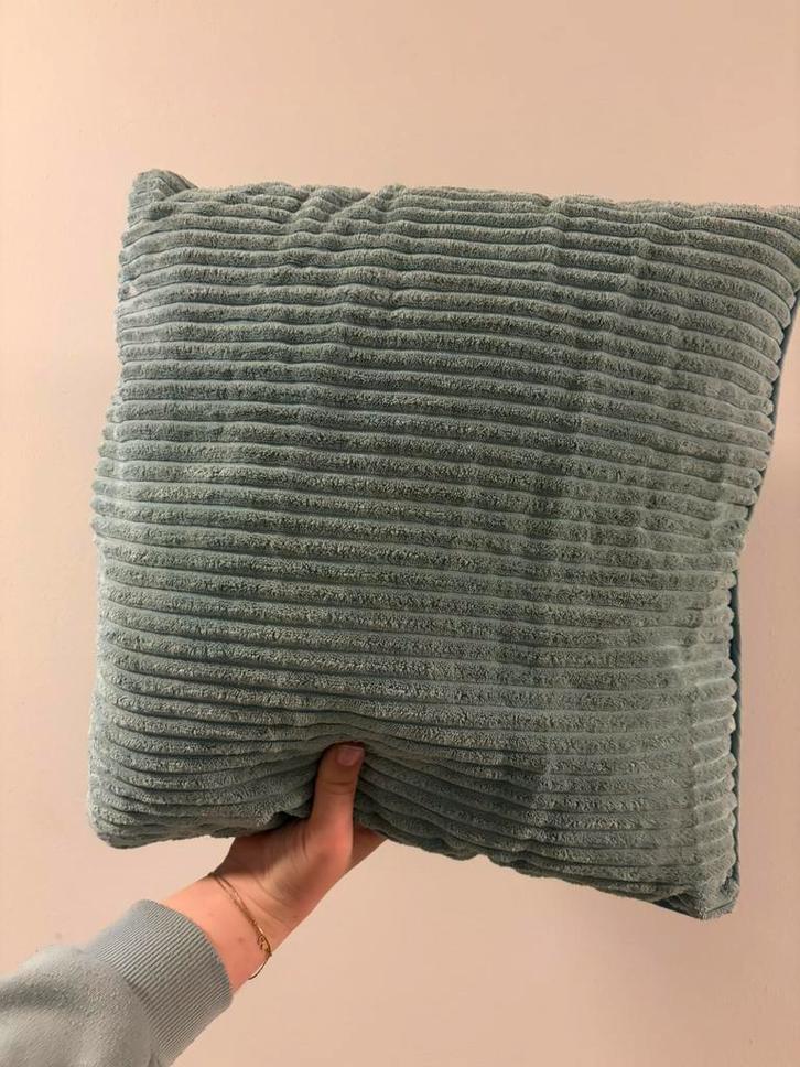 Sierkussens ribstof – donkergrijs & blauw, Huis en Inrichting, Woonaccessoires | Kussens, Ophalen of Verzenden