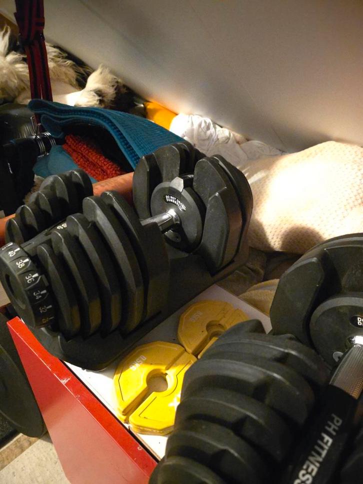 PH Fitness Verstelbare Dumbells 5kg t/m 40kg, Sport en Fitness, Fitnessmaterialen, Gebruikt, Dumbbell, Armen, Benen, Borst, Buik