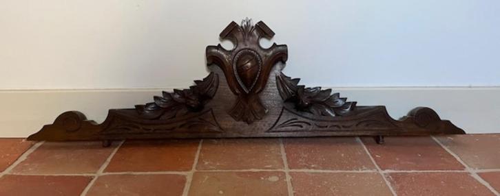 Antiek Frans eikenhouten hoofdbord hoofdeinde fronton, Antiek en Kunst, Antiek | Meubels | Bedden, Ophalen of Verzenden