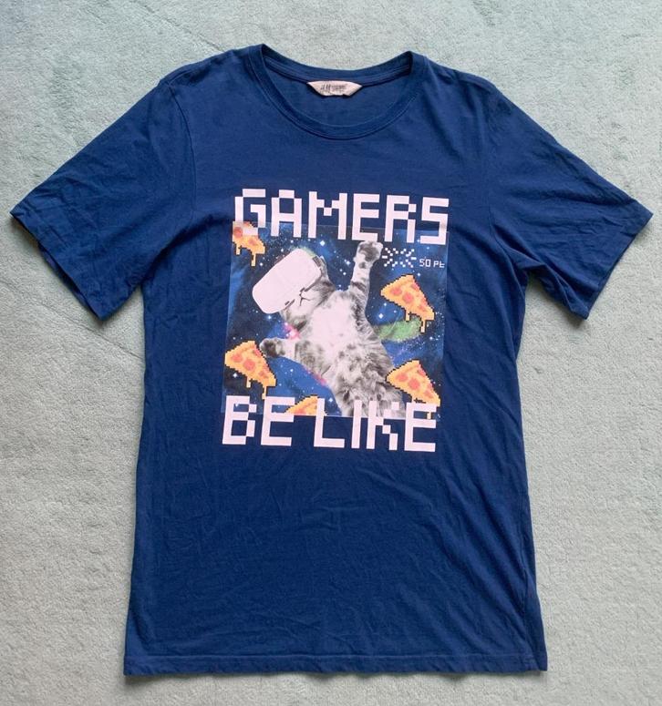 Leuk Shirt donkerblauw VR bril mt 170 H&M Gamers Be Like, Kinderen en Baby's, Kinderkleding | Maat 170, Gebruikt, Jongen, Shirt of Longsleeve