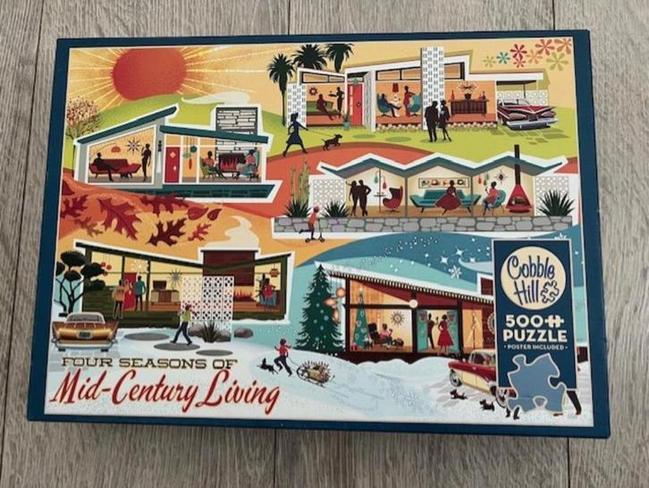 Cobble Hill 500 XL puzzel - Mid century living -, Hobby en Vrije tijd, Denksport en Puzzels, Gebruikt, Legpuzzel, Minder dan 500 stukjes