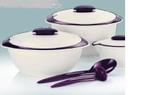 Tupperware Iso Duo 3-delige Serveerset Paars/Wit, Ophalen of Verzenden, Nieuw, Wit, Overige typen