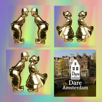Nieuw, Heinen Delfts Blauw, Kissing Couple, gold 30 cm hoog beschikbaar voor biedingen