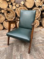 Vintage fauteuil met leer en hout, Ophalen