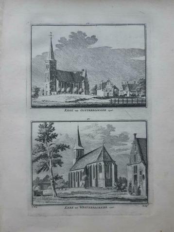379-380*/ kerk Oosterblokker en Westerblokker gravure 1752 beschikbaar voor biedingen