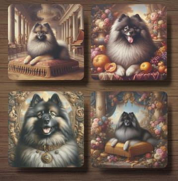 Keeshond Barok onderzetters met houder beschikbaar voor biedingen