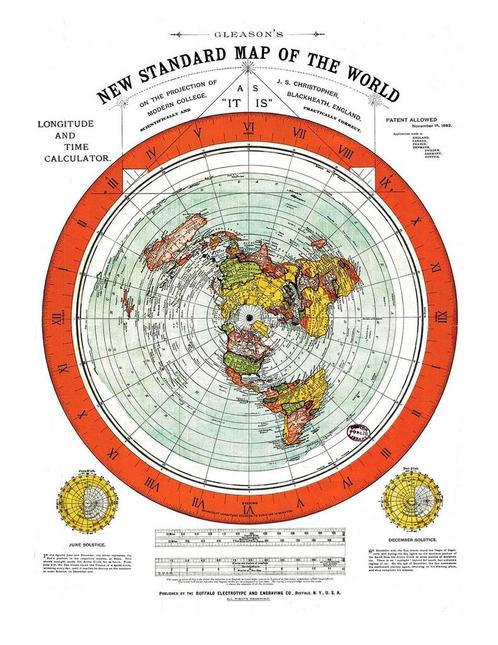 Platte Aarde kaart/map/poster, Hobby en Vrije tijd, Overige Hobby en Vrije tijd, Nieuw, Ophalen of Verzenden