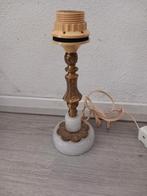 Messing-stenen tafellamp, Ophalen of Verzenden, Gebruikt, Minder dan 50 cm
