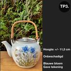 Wildflower 70’s, bolle theepot met blauwe bloemen, Ophalen of Verzenden