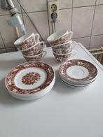 Mooi 18-delig vintage servies met bruine opdruk, Ophalen of Verzenden, Zo goed als nieuw, Overige stijlen