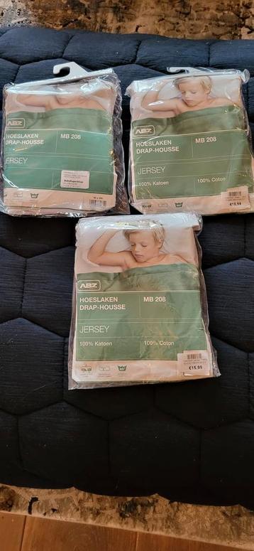 3 ABZ Jersey Hoeslakens 90x200 - Nieuw! beschikbaar voor biedingen