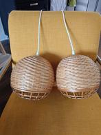 Twee Rotan Hanglampen - Eettafel, Gebruikt, Bohemian, Ophalen of Verzenden, Minder dan 50 cm