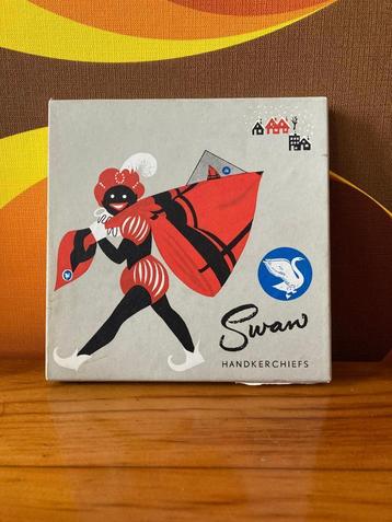 Vintage Zwarte Piet Swan zakdoekjes in doosje jaren 60 beschikbaar voor biedingen