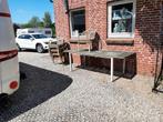 Tafel en stoelen  Terras set  6 delig stapelbaar, Ophalen, 5 zitplaatsen, Gebruikt, Aluminium