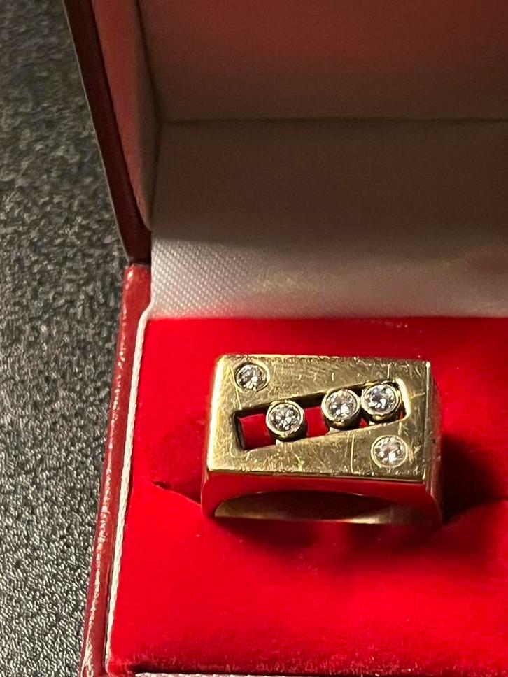 18 karaat Massief gouden Heren ring Italiaans vvs1, Sieraden, Tassen en Uiterlijk, Ringen, Zo goed als nieuw, Heer, 20 of groter