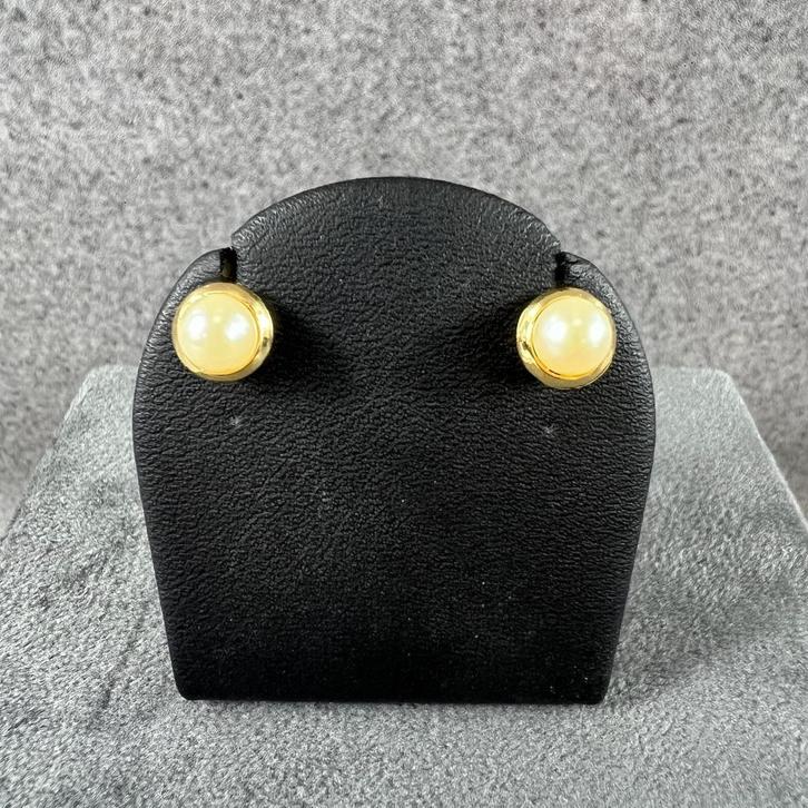 Gouden Oorbellen | 18k | 2g | knopjes met parel | 396000, Sieraden, Tassen en Uiterlijk, Oorbellen, Zo goed als nieuw, Knopjes of Stekers