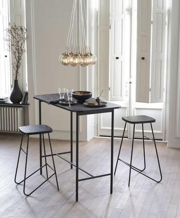 Watkin - Matzwarte hoge bar/eettafel met 2 krukken - 120 cm beschikbaar voor biedingen