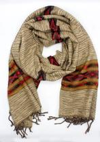 Handgeweven bruingroene wollen sjaal, Kleding | Dames, Nieuw, Sjaal, Verzenden