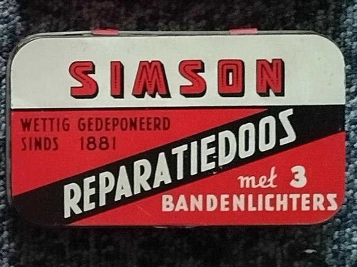 oude reparatiedoos SIMSON, bandenplak, Verzamelen, Blikken, Gebruikt, Overige, Ophalen of Verzenden
