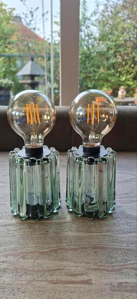 2 Calex Holland glazen tafellampen - Batterij, Antiek en Kunst, Antiek | Lampen, Ophalen of Verzenden