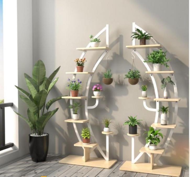7 lagen hoog metalen plantenrekken, gebogen halve maan vorm, Huis en Inrichting, Woonaccessoires | Overige, Nieuw, Ophalen