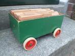 Vintage ADO BLOKKENWAGEN houten speelgoed kar wagen blokken, Antiek en Kunst, Ophalen of Verzenden