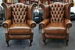 NIEUW 2 x Chesterfield oor fauteuils bruin + GRATIS BEZORGD, Huis en Inrichting, Eenpersoons, CHESTERFIELD, Ophalen of Verzenden