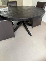 Ronde houten eettafel met bijpassende salontafel, Antiek en Kunst, Ophalen of Verzenden