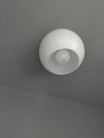 Glazen plafond lamp twee stuks met rvs rand, Huis en Inrichting, Lampen | Plafondlampen, Glas, Ophalen of Verzenden, Zo goed als nieuw