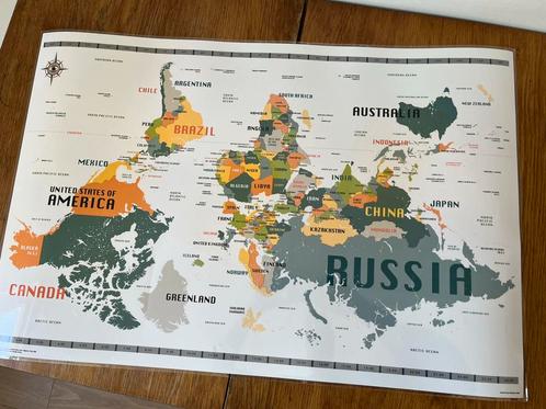 Wereldkaart Upside Down Design uit USA poster gelamineerd, Verzamelen, Posters, Gebruikt, Overige onderwerpen, A1 t/m A3, Rechthoekig Liggend