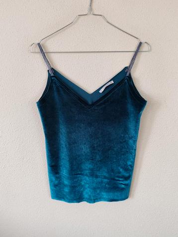 Velvet top / hemd / turquoise / small / S / topje /  beschikbaar voor biedingen