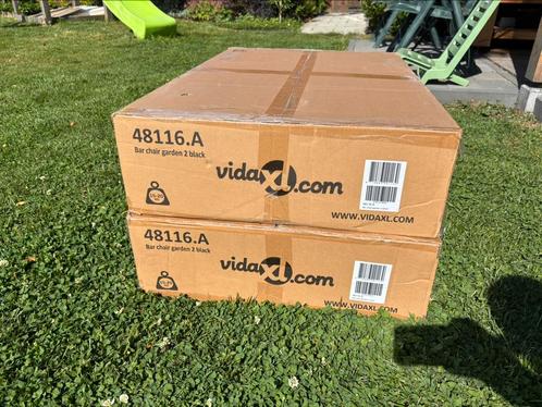 vidaXL Tuinbarstoelen 4 st textileen zwart, Tuin en Terras, Tuinsets en Loungesets, Zo goed als nieuw, Overige materialen, Stoel