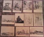 11 oude prentbriefkaarten met etsen van Rembrandt, Ophalen of Verzenden, Ongelopen