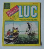 LUC. reclame met sportviseers op vloeiblad, Ophalen of Verzenden, Reclamebord